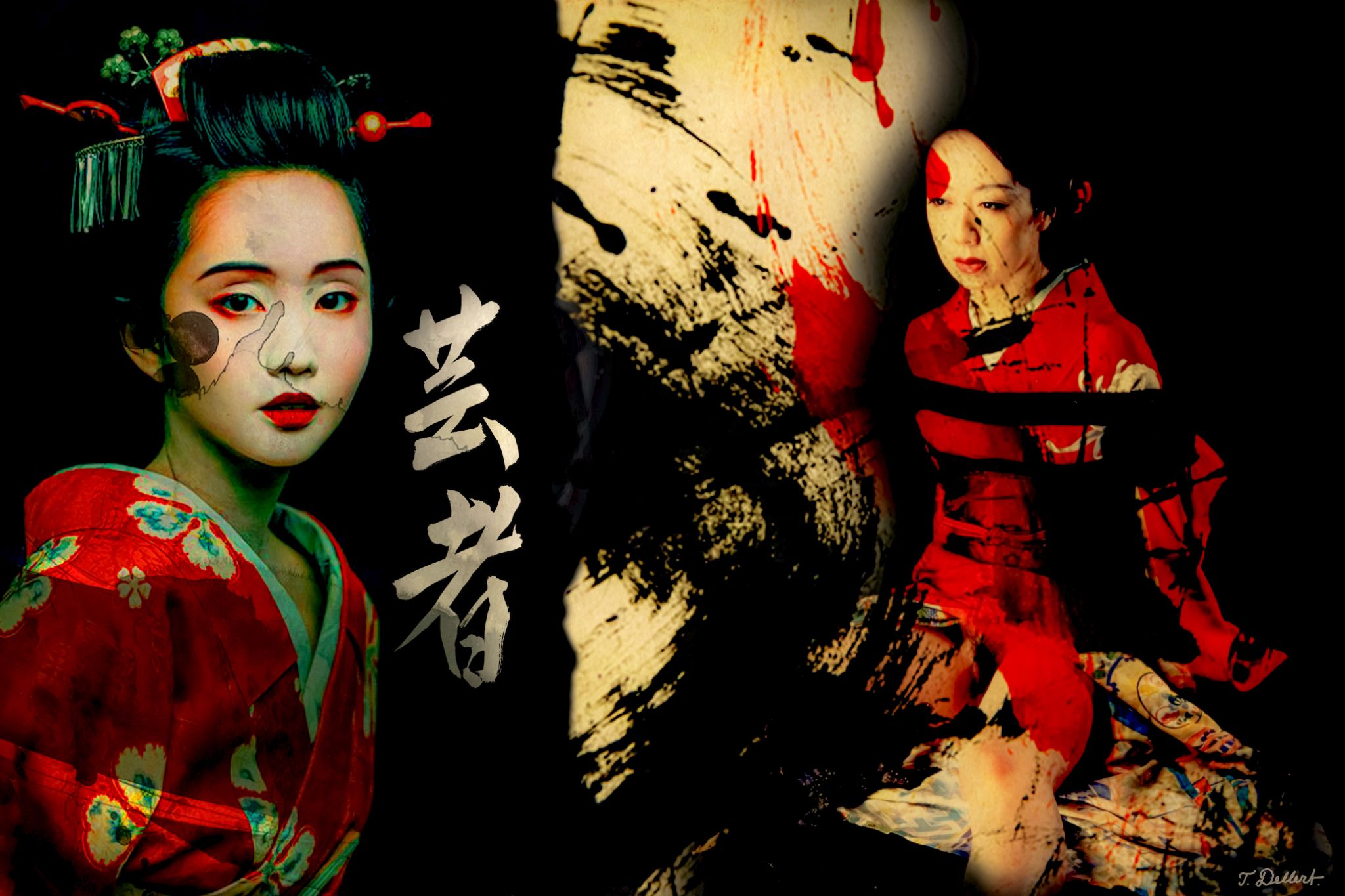 Small  40 x 60 Geishas in Red 